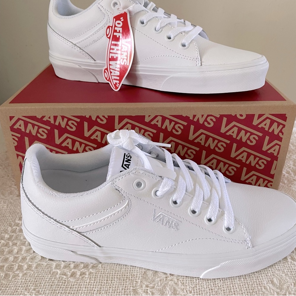 NEW WHITE LEATHER VANS - Picture 2 of 8